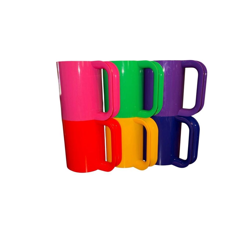 Vintage Heller Massimo Vignelli Colorful MAX Mug Cup Lot Retro Mod MCM Pink